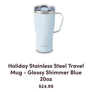Tim Hortons Glossy Shimmer Blue Stainless Steel Travel Mug - 20oz